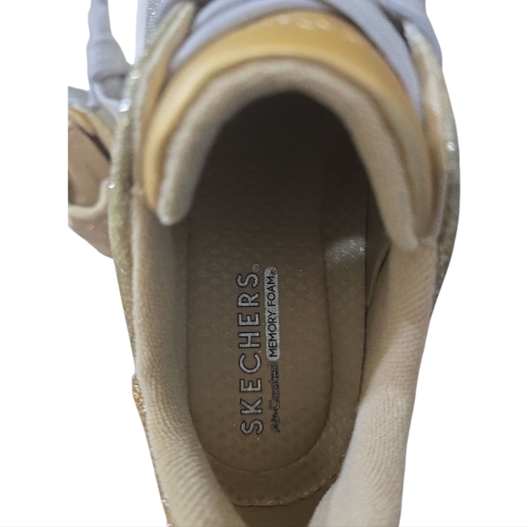 New Skechers x Jane Glitter Court Break Sneakers Enchanted Glitz 10 Gold Silver - Picture 10 of 11